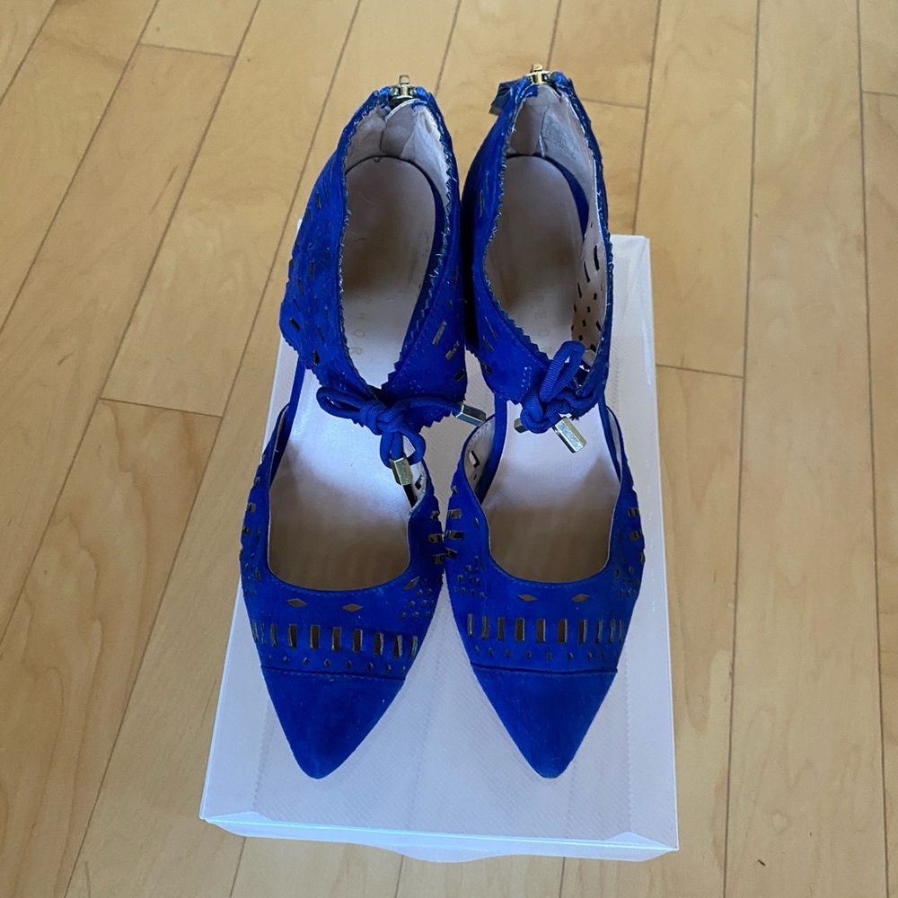 Metaphor Radiant Blue High Heels with Cut-out Design - Picture 2 of 7